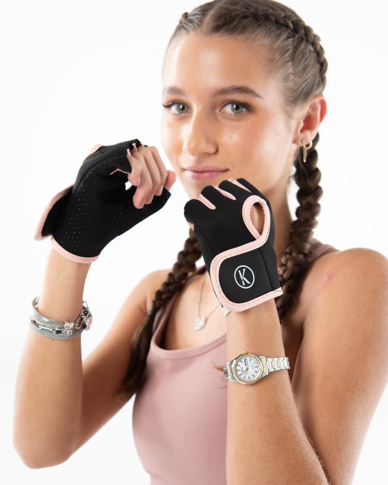 Guantes Lisos Negro con rosa